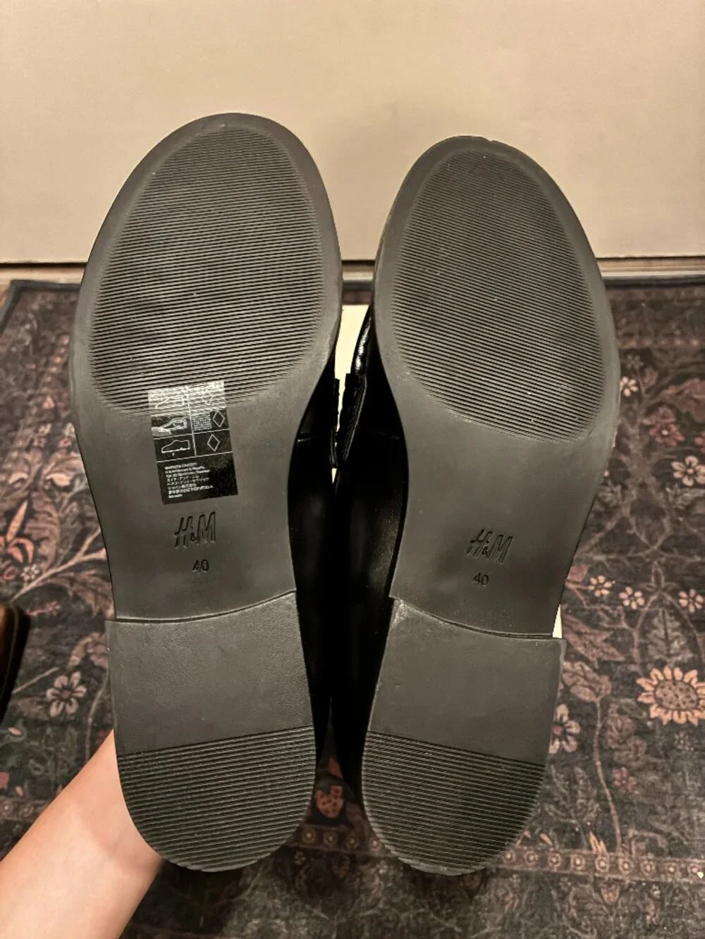 Black faux leather penny loafers - Womens Size US 9